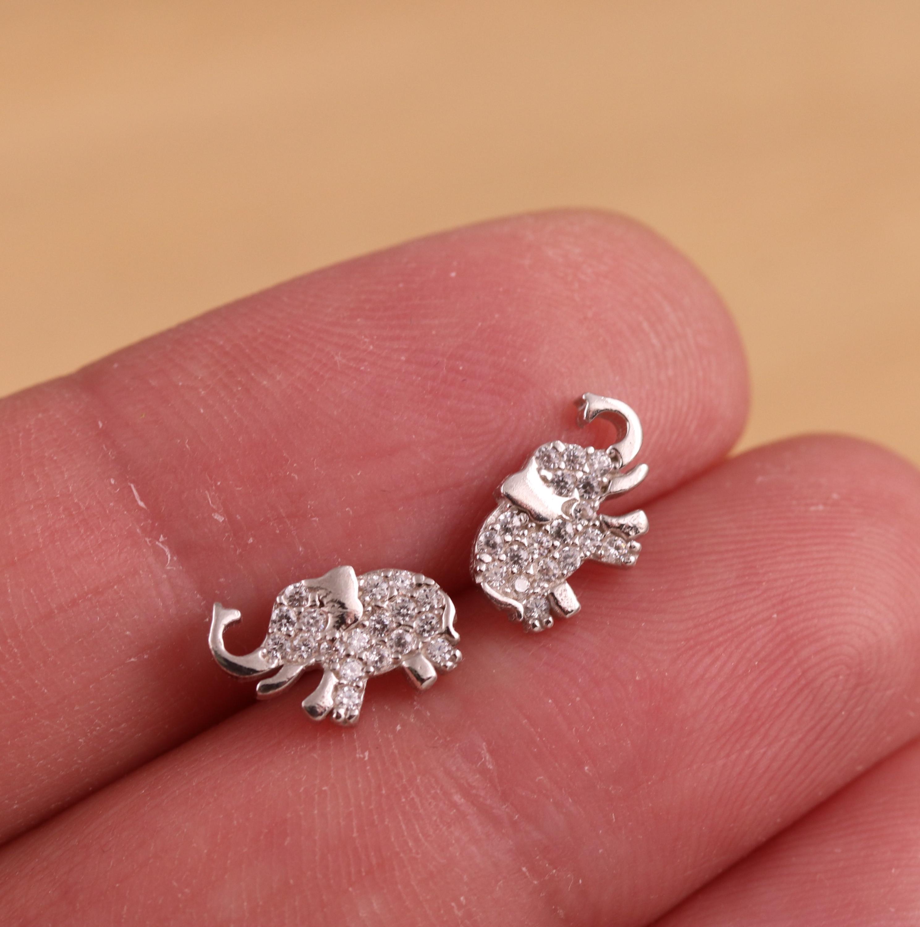 MicVivien Orecchini a bottone elefante in argento sterling 925 con