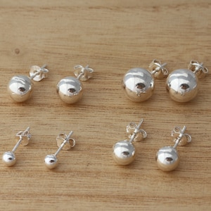 925 Sterling Silver Plain Ball Stud Earrings 3mm 5mm 6mm 7mm 8mm 10mm Plain Pair of Earrings Gift Boxed