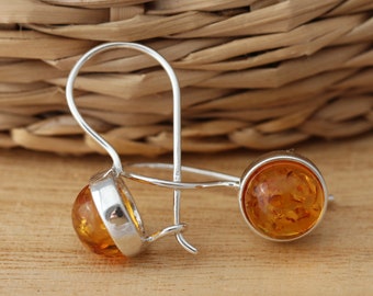 Natural Baltic Amber 925 Sterling Silver Stylish Earrings Gift Boxed