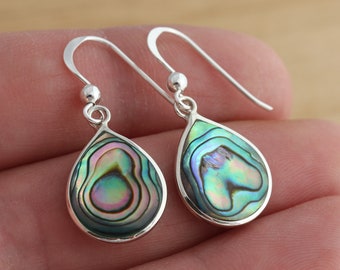 Orecchini Pendenti A Goccia In Argento 925 Con Madreperla Iridescente - Silverly, Donne - 3