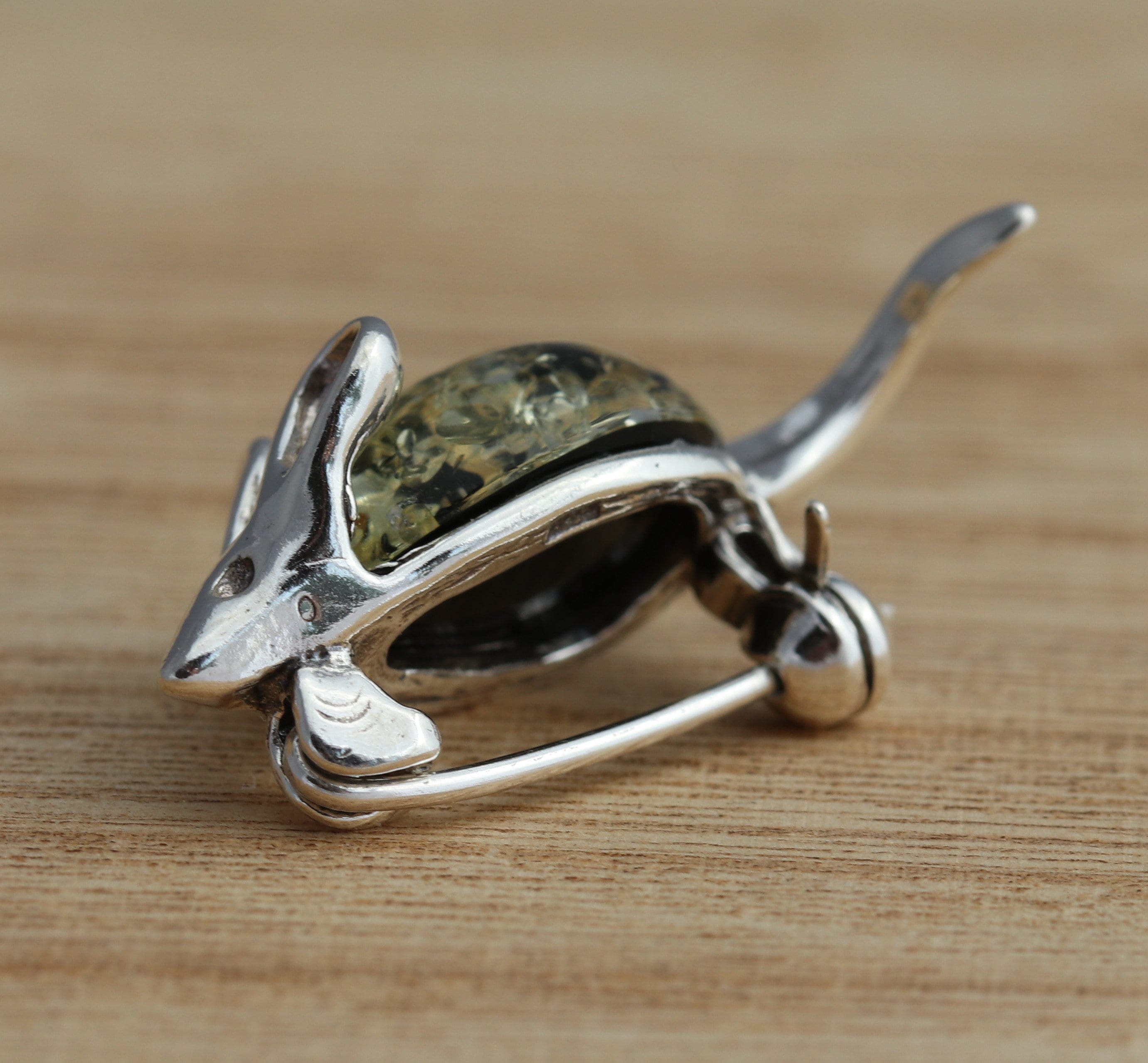 Broche Souris En Argent Sterling 925 Et Ambre Baltique Véritable - Marque SilverAmber - Neuf Avec étiquette