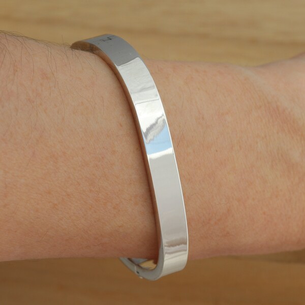 Bracelet jonc carré en argent sterling 925 massif uni 7 mm lourd poinçonné au Royaume-Uni dans un coffret cadeau