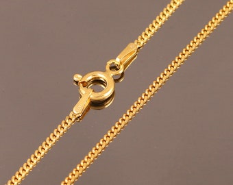 Yellow Gold Plated on Solid 925 Sterling Silver 1.4mm CURB Chain Necklace 16 18 20 22 24 26 28 30 Inches