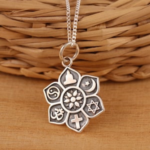 Massief 925 sterlingzilver naast elkaar bestaan symbool lotus hanger ketting ketting geschenkverpakking