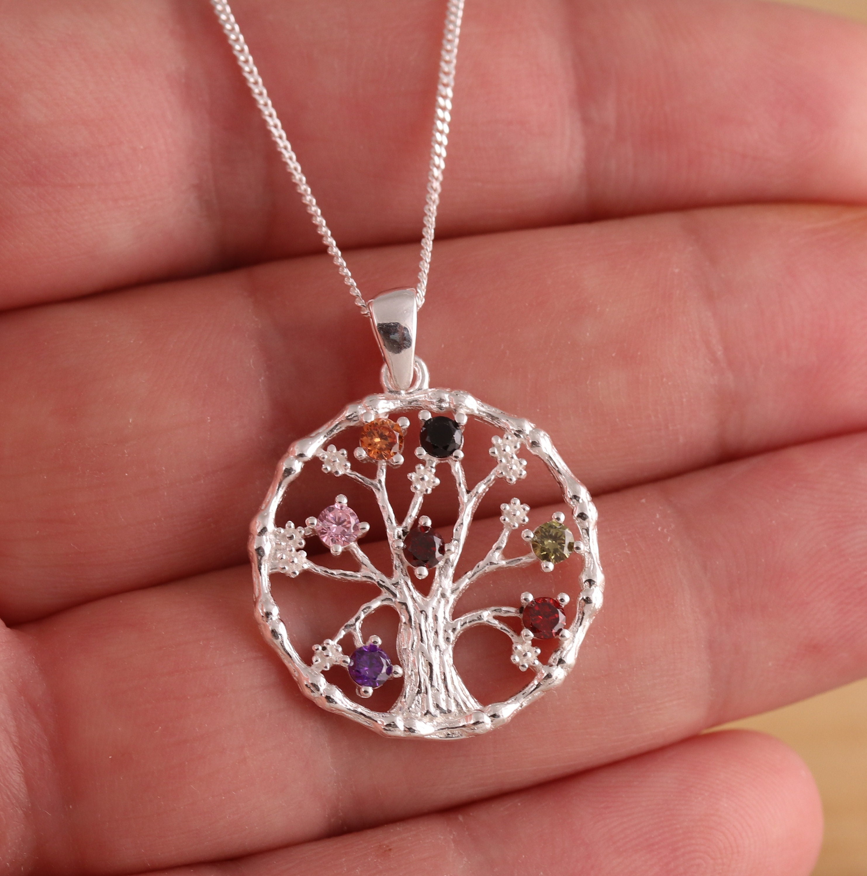 925 Sterling Silver Tree of Life Pendant With Cubic Zirconia Necklace ...