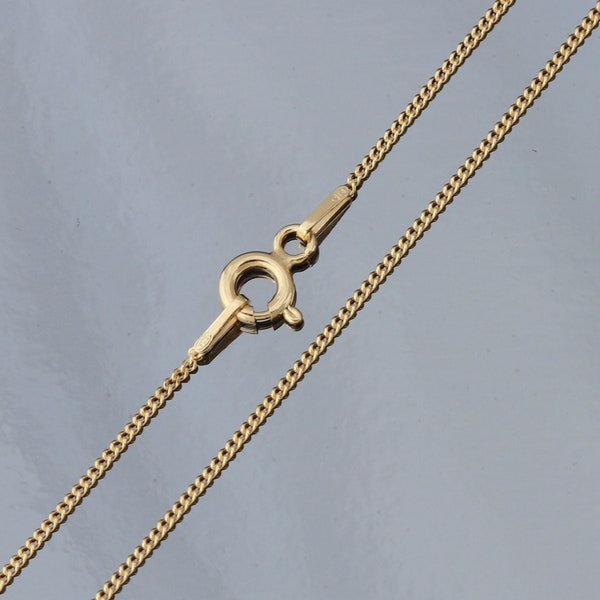 Yellow Gold Plated on 925 Sterling Silver 1mm CURB Chain Necklace Various Lengths