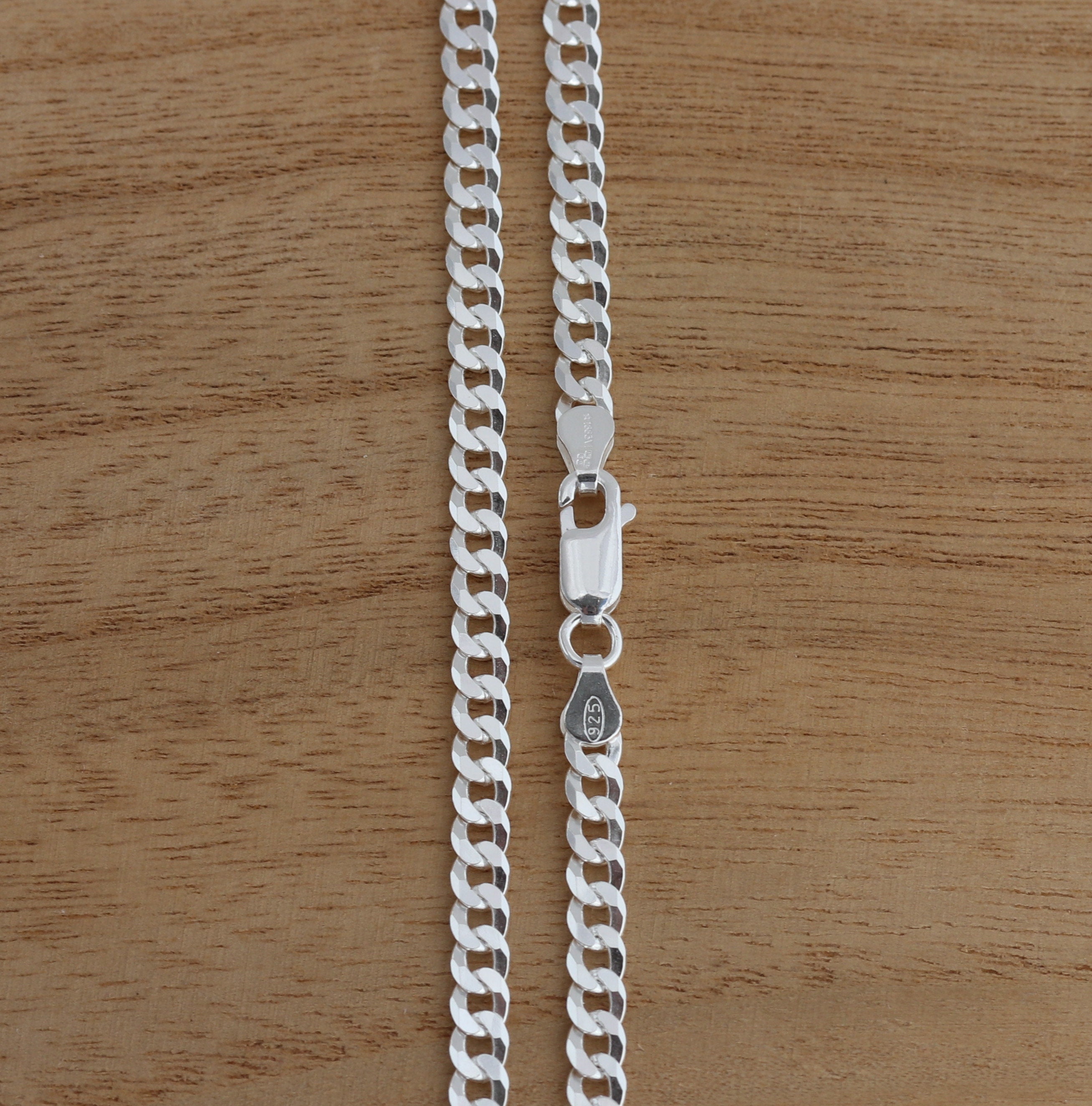 イギリス(925刻印)チェーンネックレス 5mm幅 刻印チェーン / ペーパーチェーン ネックレス 61cm