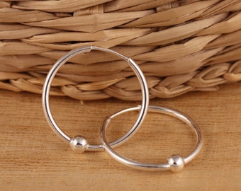 Solid 925 Sterling Silver 18mm Hoop Sleeper Earrings