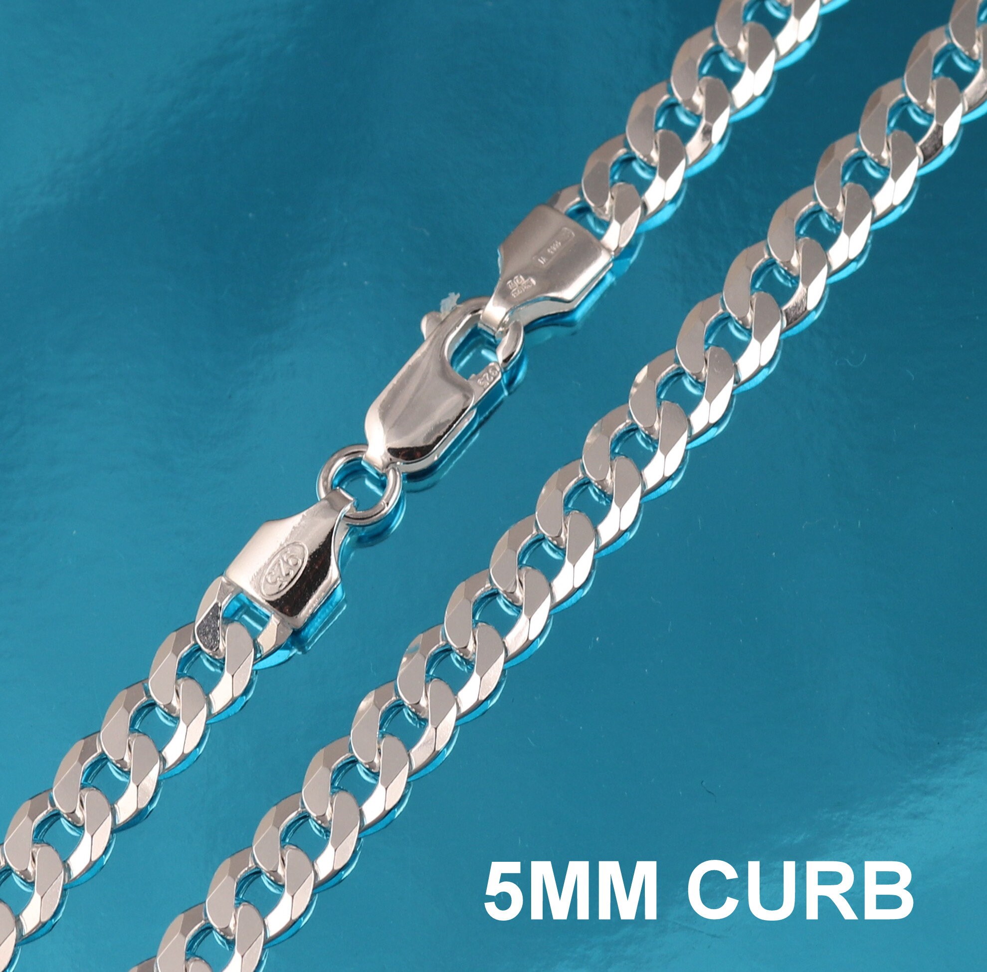 925 Sterling Silver Curb Chain Necklace Various Lengths 14 16 Etsy UK