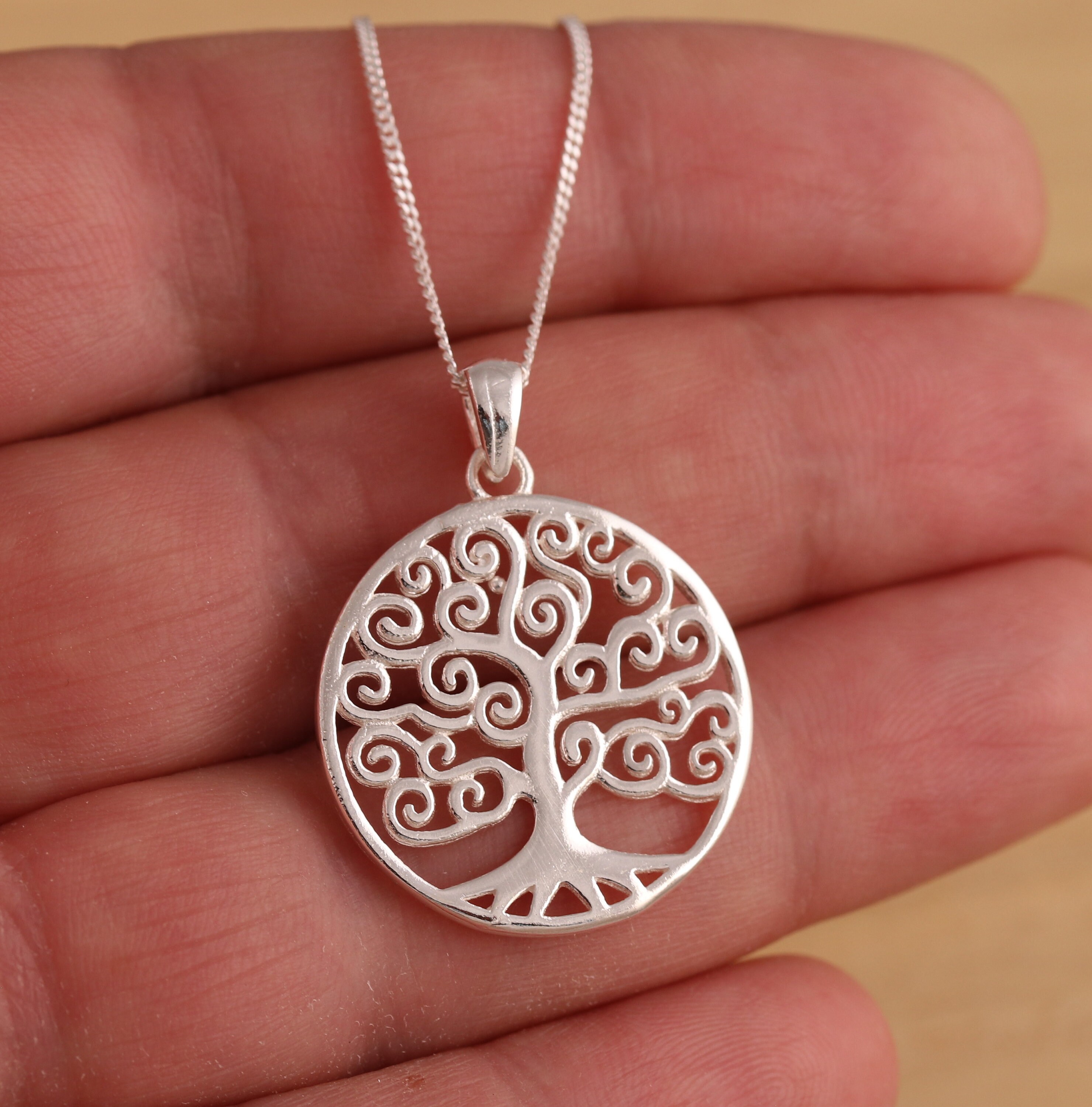 Solid 925 Sterling Silver Tree of Life Large Pendant Necklace - Etsy