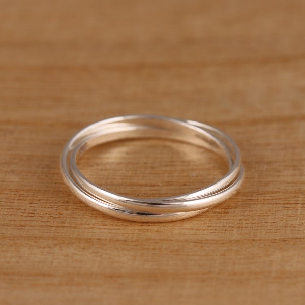 Solide 925 Sterling Silber 3-Band russischen Ehering Bandring Dreifachband Ring verschiedene Größen Geschenk Boxed