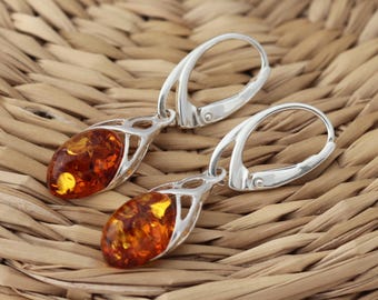 Orecchini A Perno In Argento Sterling 925 Con Cristallo Giallo Ambra, Creato In Laboratorio, Arranview Jewellery - Foto 4