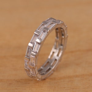 925 Sterling Silver Full Eternity Stacking CZ Band Ring 4mm Wide Various Sizes Gift Boxed