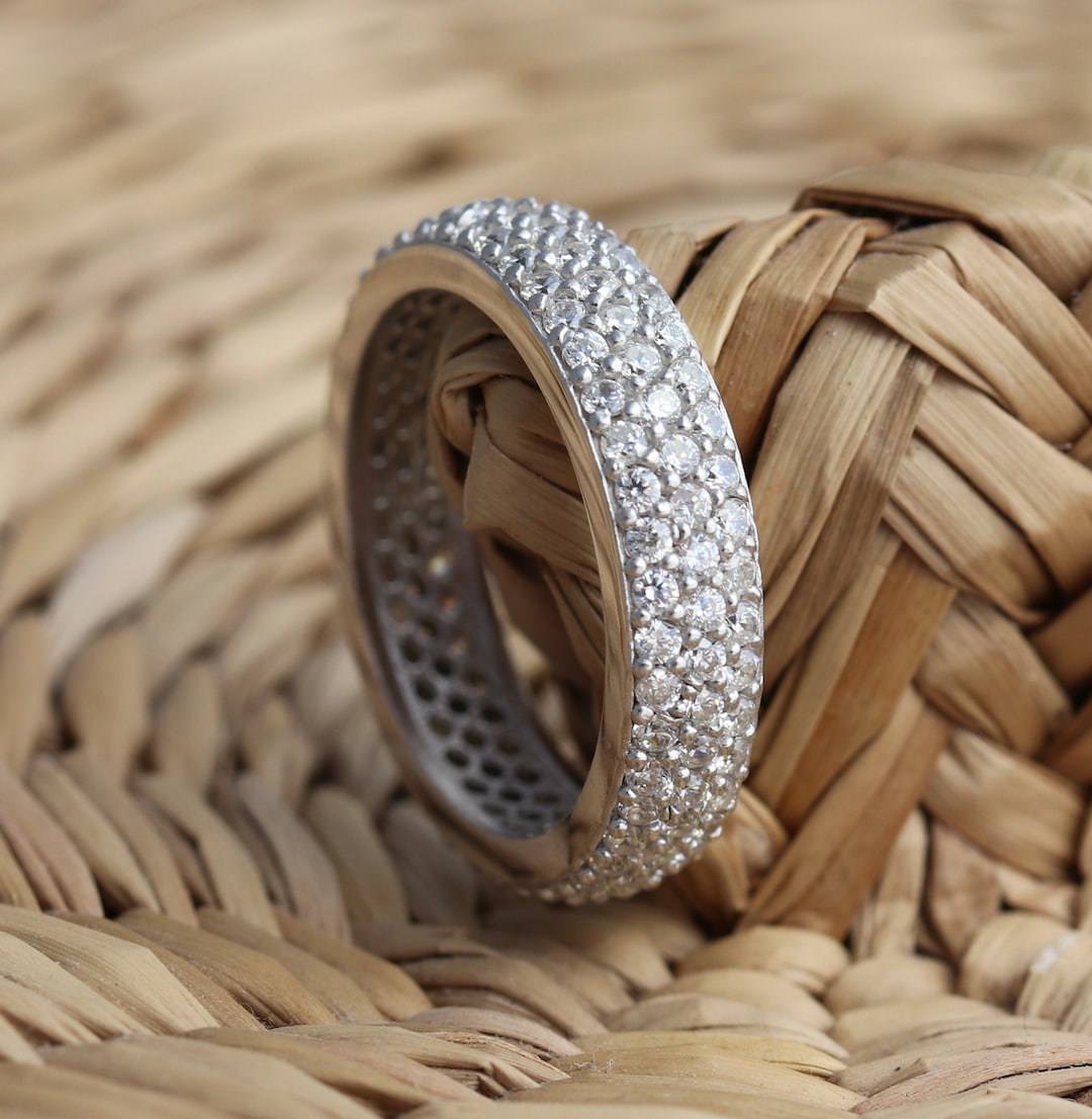 925 Sterling Silver Full Eternity Cubic Zirconia Band Ring - Etsy