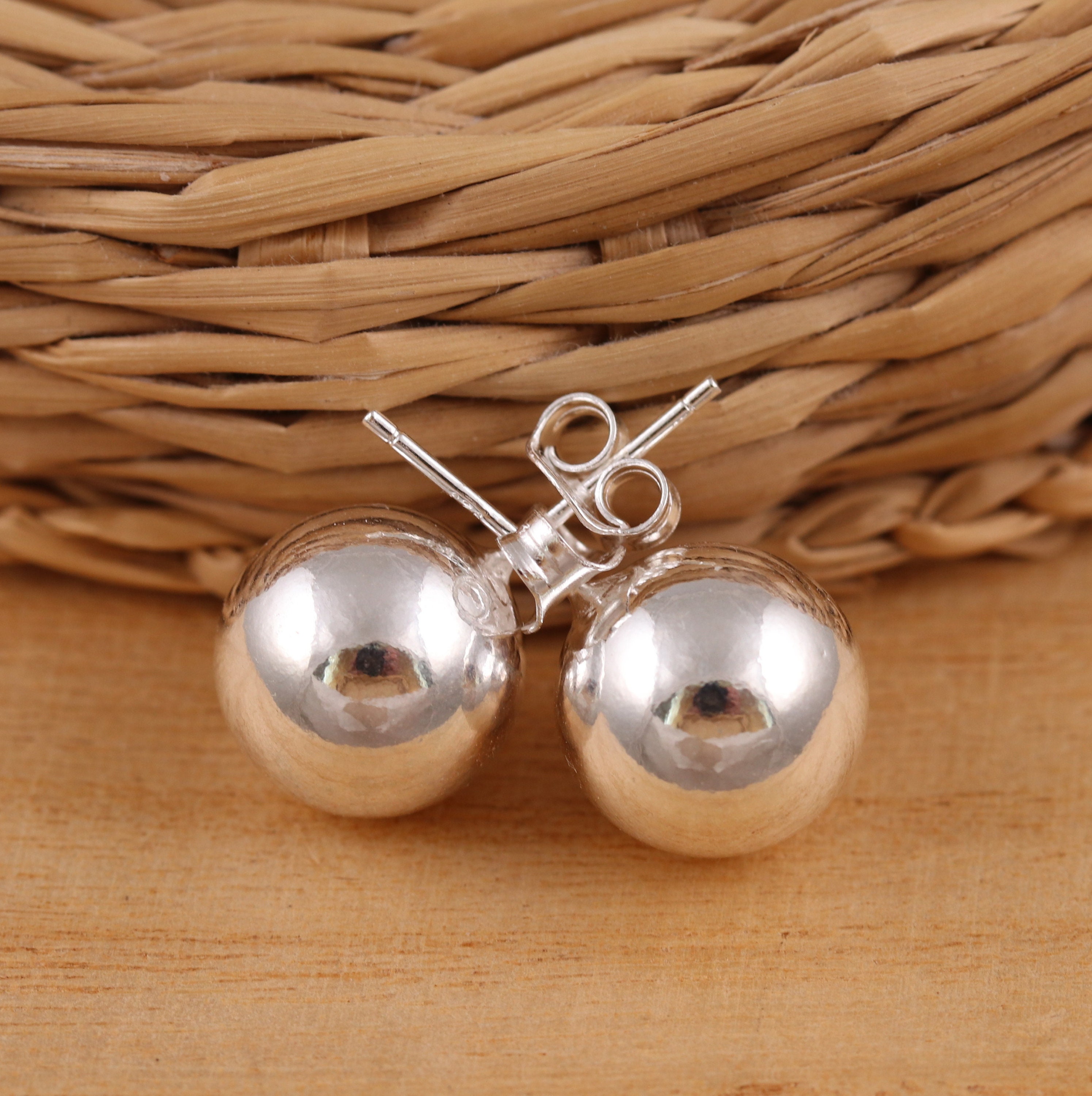 Sterling silver ball shop earrings 12mm