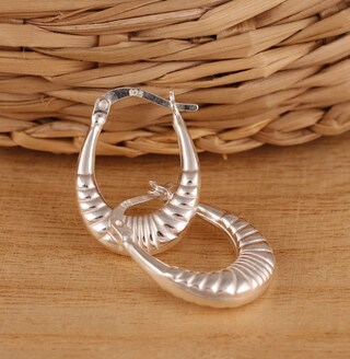 Orecchini A Cerchio Lungo 16 Cm In Argento 925 – Creole Semplici E Minimal Da Donna