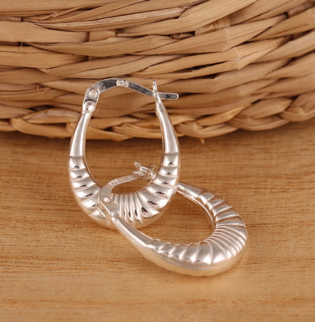 Orecchini A Cerchio Lungo 16 Cm In Argento 925 – Creole Semplici E Minimal Da Donna