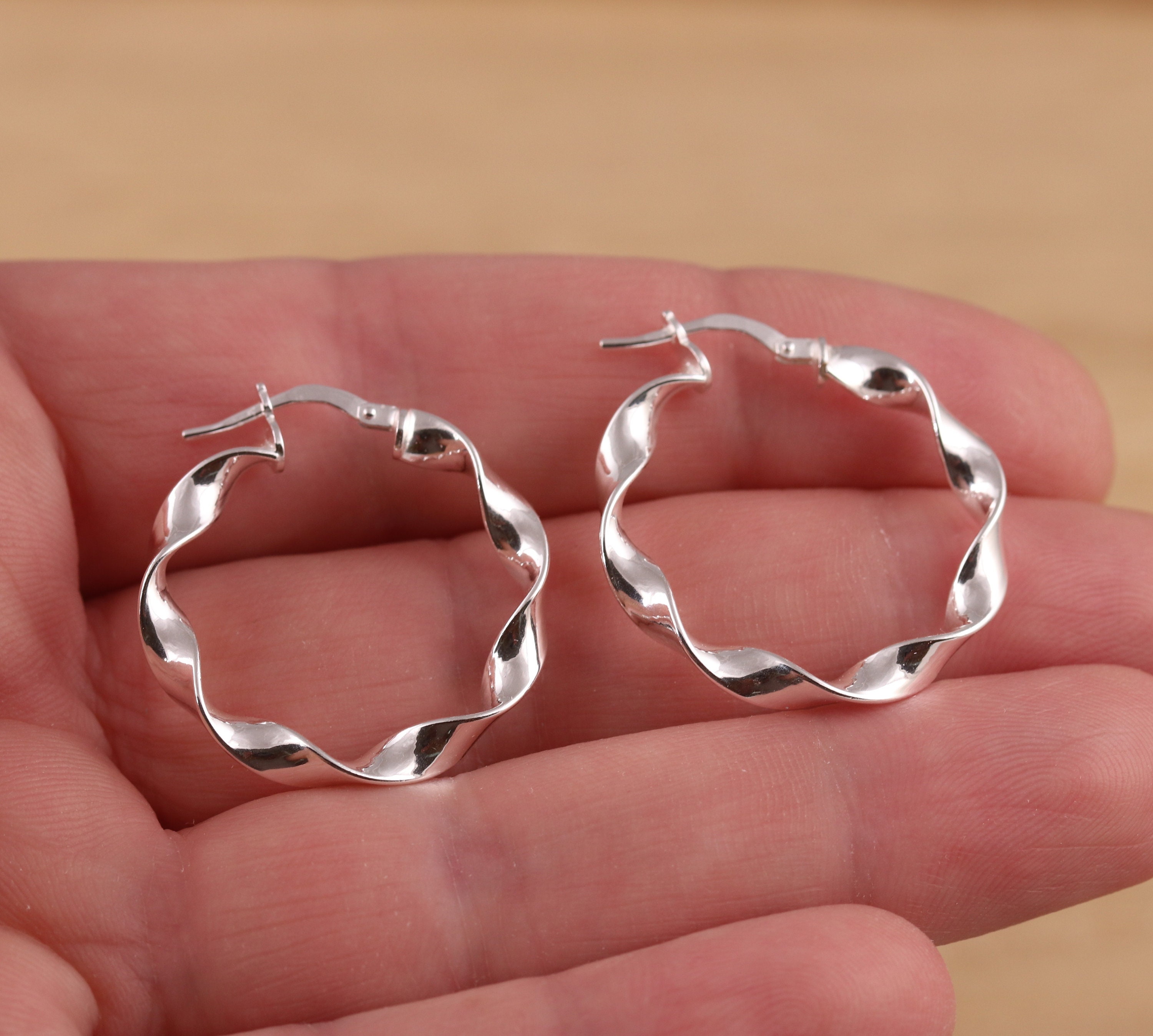 Orecchini A Cerchio In Argento Sterling Spessi 14 Mm Stile Creolo