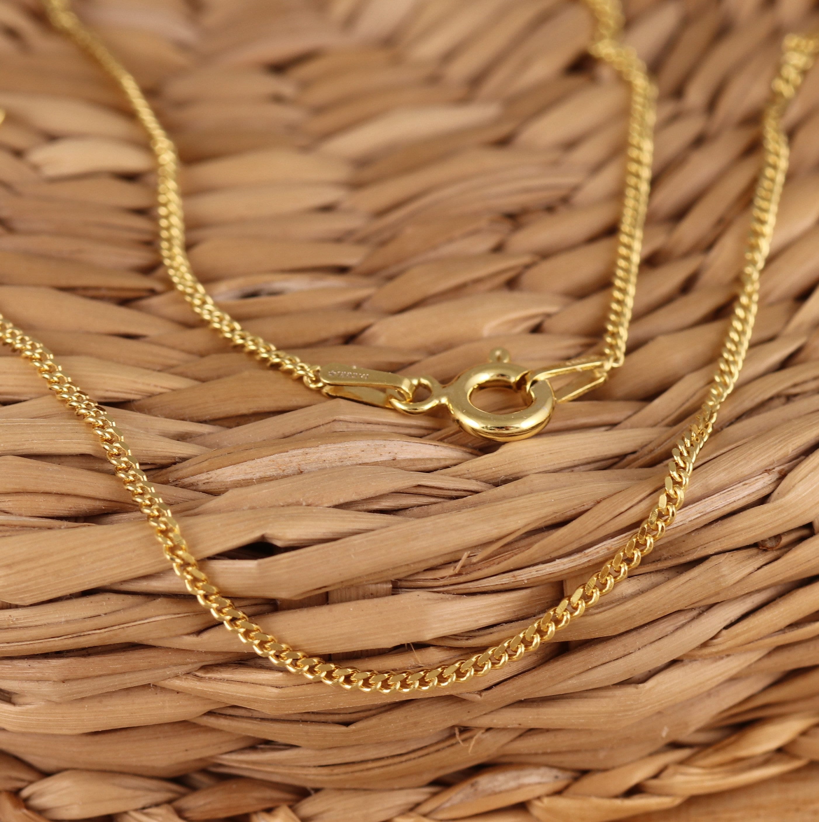Yellow Gold Plated on Solid 925 Sterling Silver 1.4mm CURB