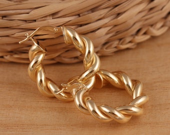 925 Sterling Silver Twist Huggie Hoop Earrings - 13mm Dangle Drop Circle For Women Girls Gift