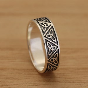 Solid 925 Sterling Silver Celtic Trinity Knot Oxidized Band/Thumb Ring N-Z+ Sizes Celtic Jewellery Gift Boxed
