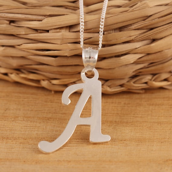 Large silver initial pendant discount