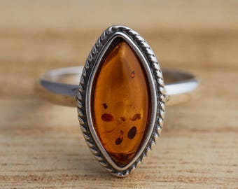 Natural Baltic Amber 925 Sterling Silver Ring Various Sizes Gift Boxed
