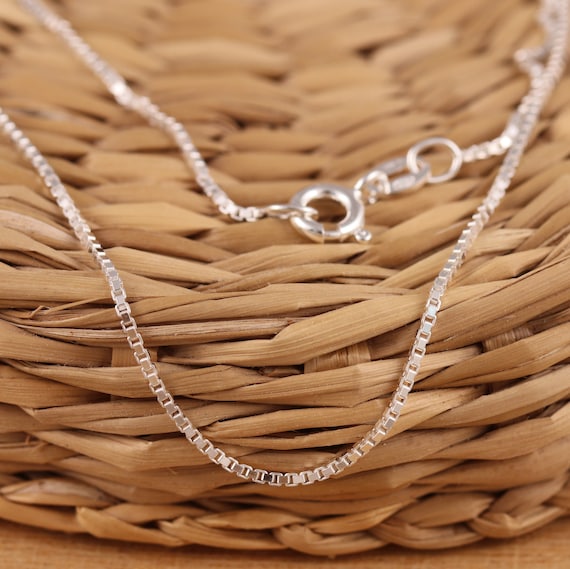 925 Sterling Silver 1mm BOX Chain Necklace 14 16 18 20 22 24
