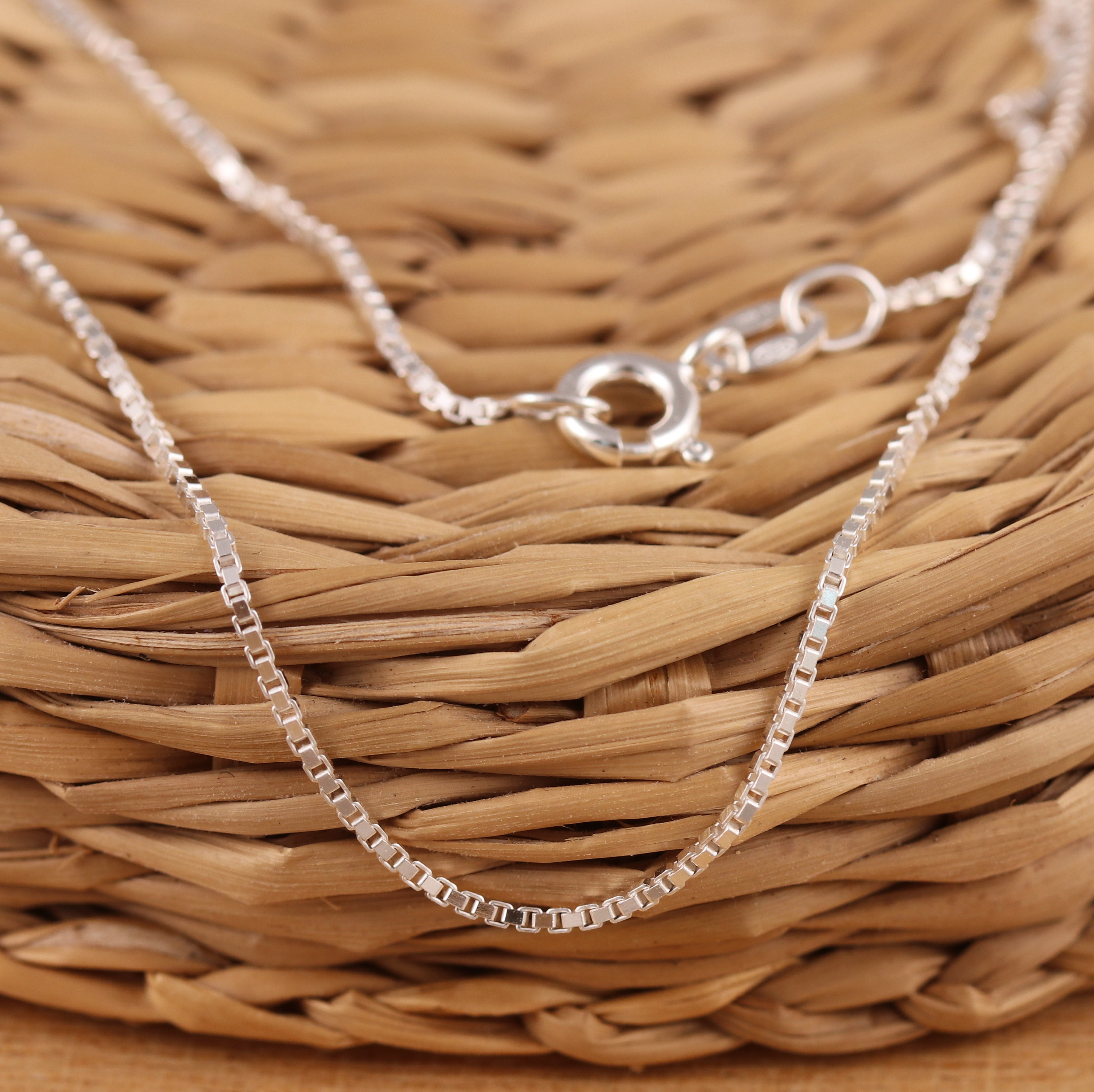 925 Sterling Silver 1mm BOX Chain Necklace 14 16 18 20 22 24