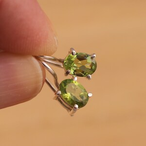 Natural Peridot Solid 925 Sterling Silver Drop Hook Earrings Gift Boxed