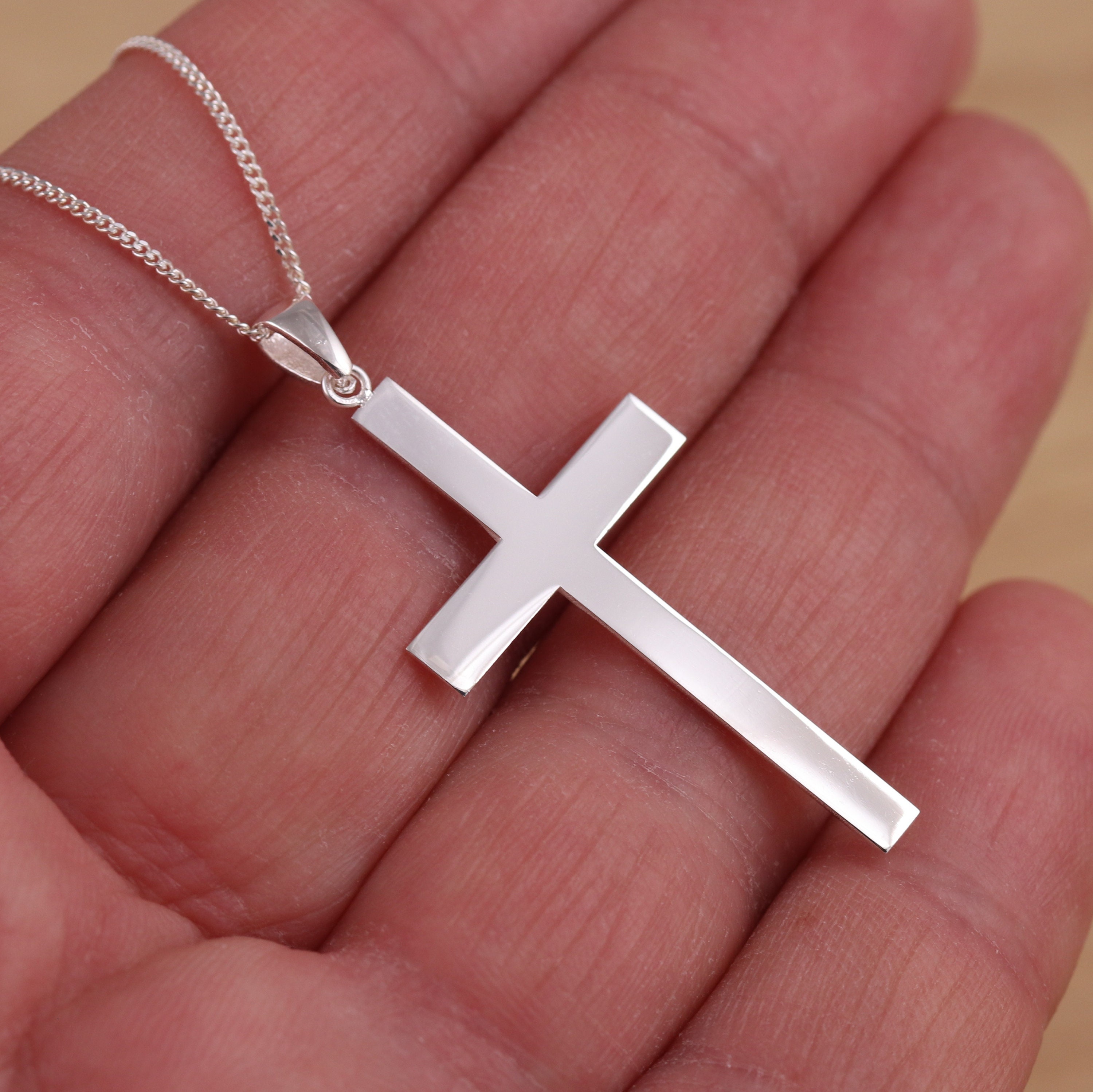 925 Sterling Silver Crucifix Pendant & Rope Chain Necklace – Italy Made, 16-30 Inch
