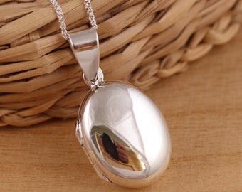 925スターリングシルバープレーンパフオーバルフォトピクチャー