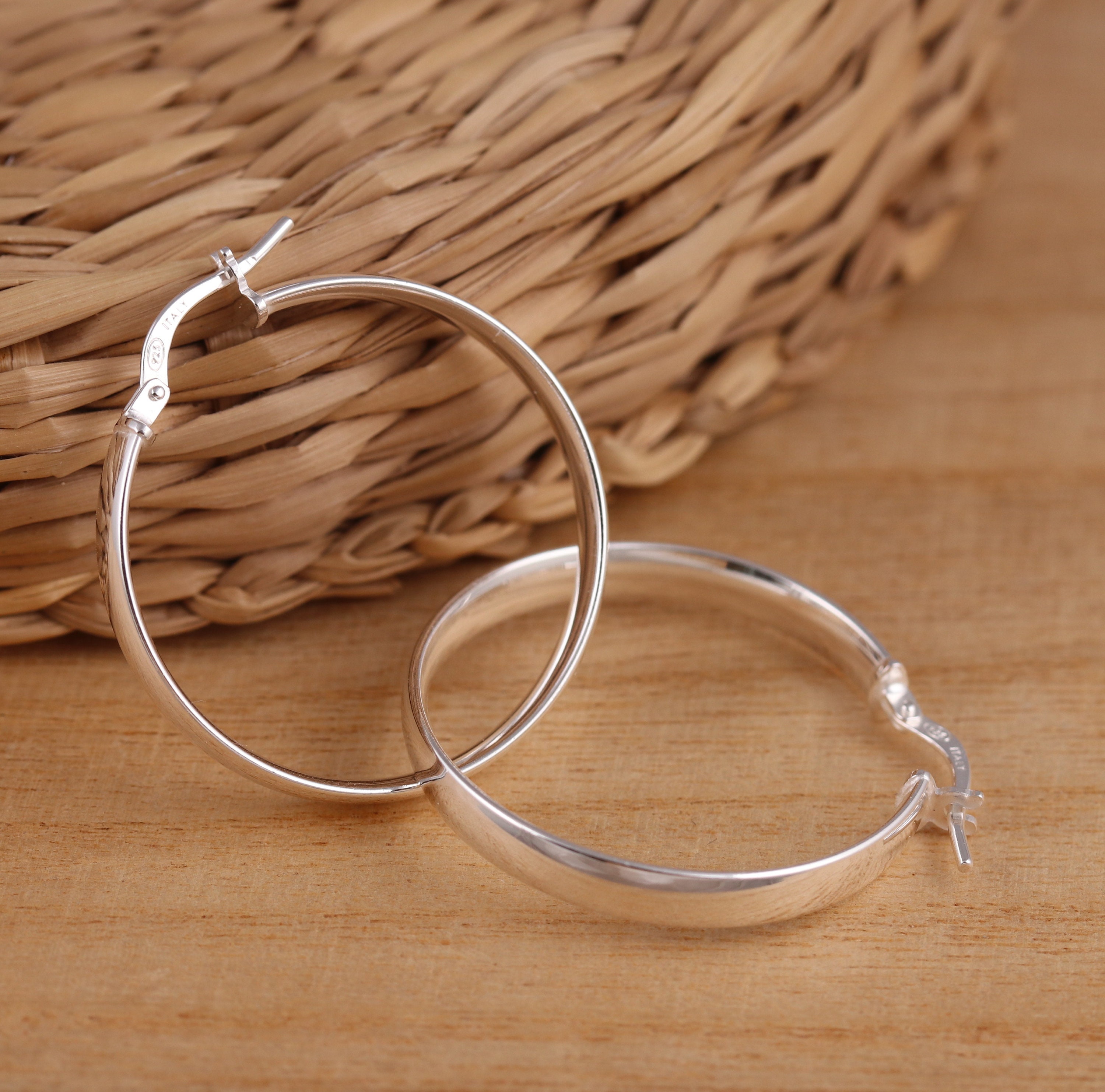 ChicSilver 925 Sterling Silver Hoop Earrings for Women 50mm Big