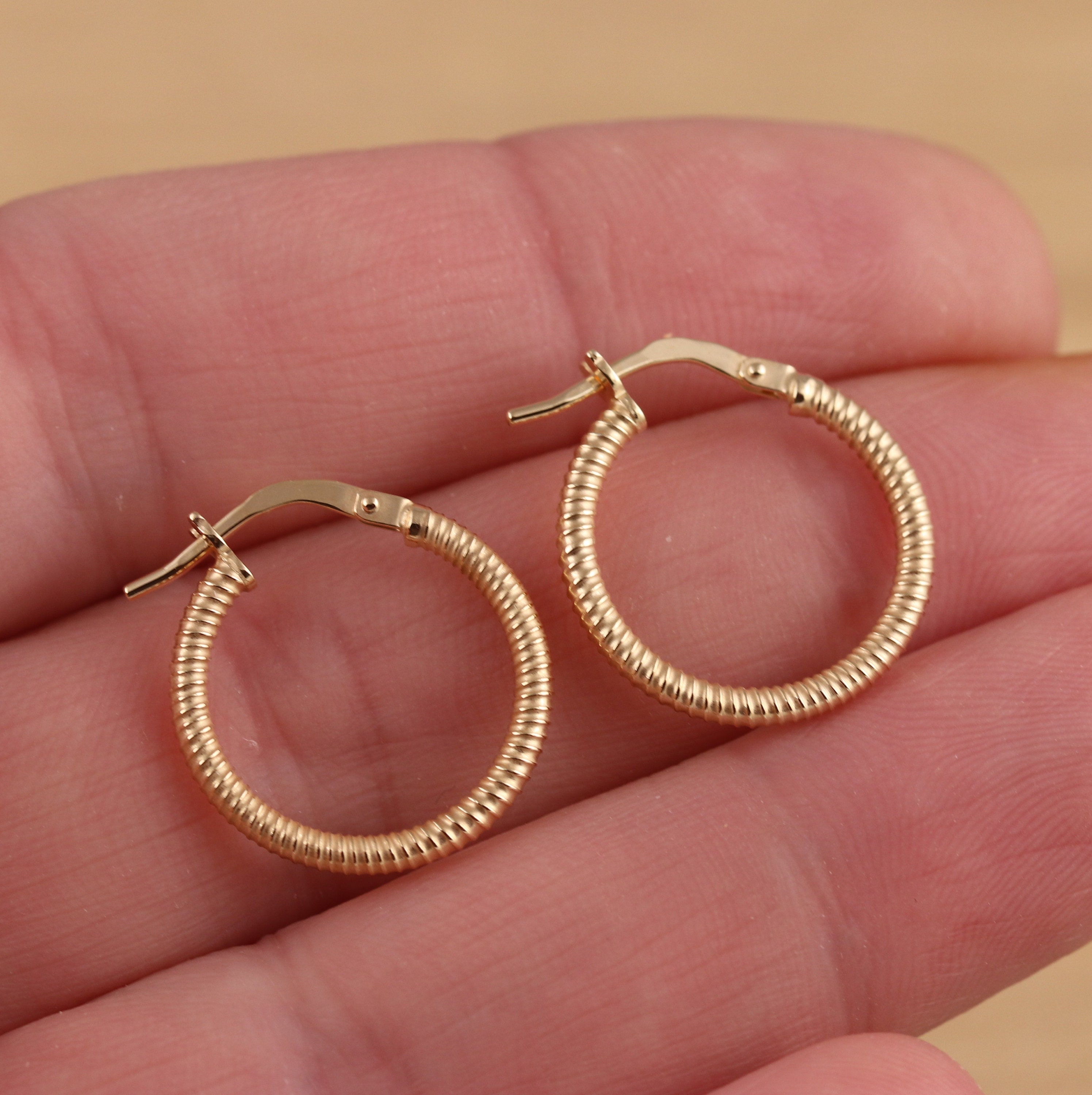 Solid 925 Sterling Silver Plain 15mm x 4mm Huggie Hoop Earrings Gift