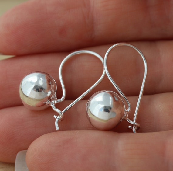 Orecchini A Sfera In Argento 925 - 10 Mm, Perno E Farfallina, Gioiello Semplice Ed Elegante, Lunghezza Totale 2 Cm