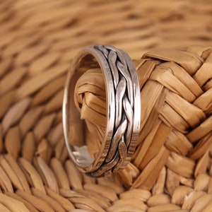 Solid 925 Sterling Silver Celtic Twist Spinning Worry Band/Thumb Ring Men's Women's Gift boxed