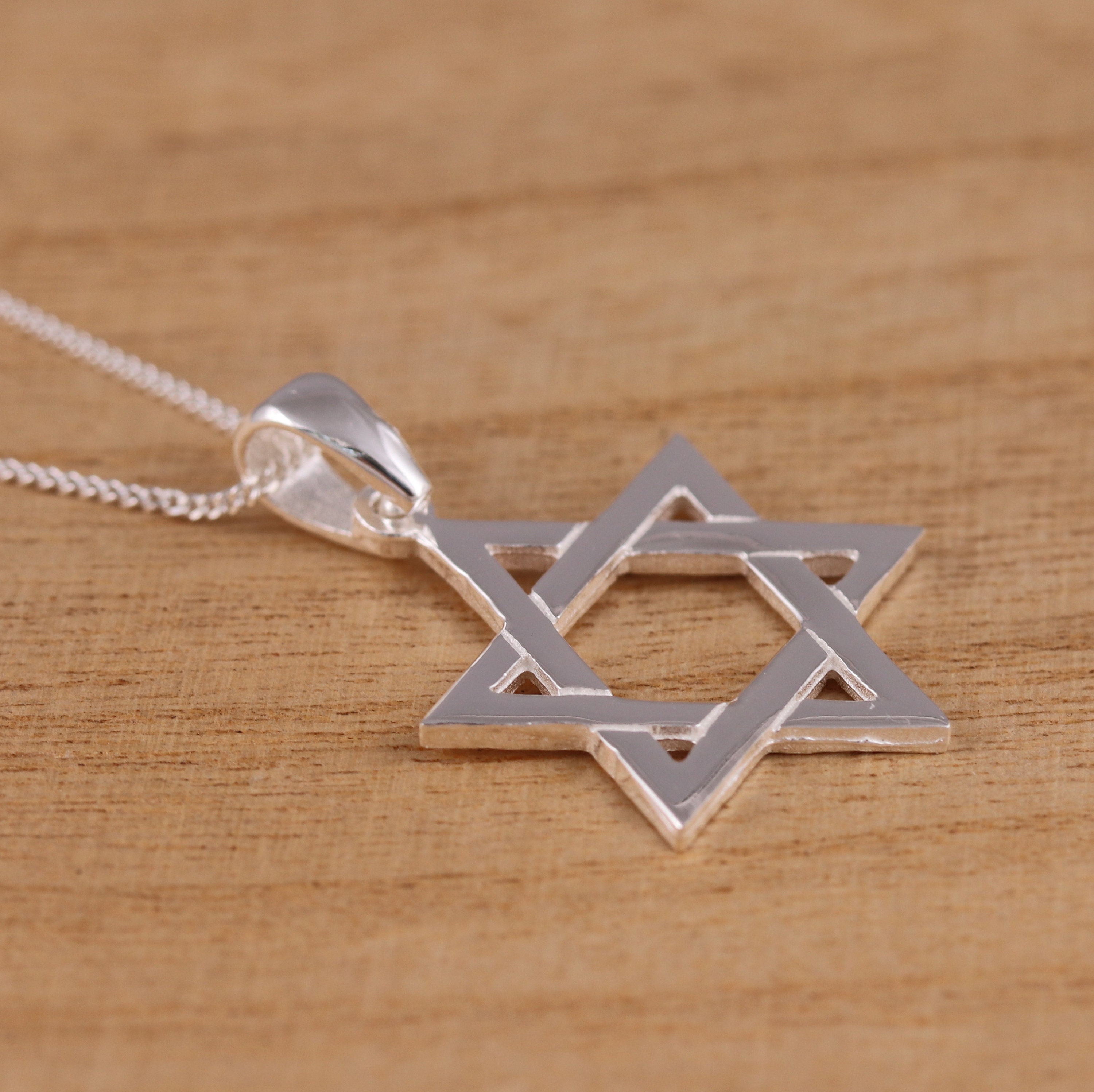 925スターリングシルバーのダビデの星ペンダントネックレスカーブ
