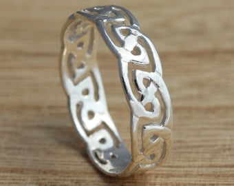 Solid 925 Sterling Silver Celtic Band/Thumb Ring Celtic Knot Band Ring Various Sizes Gift Boxed