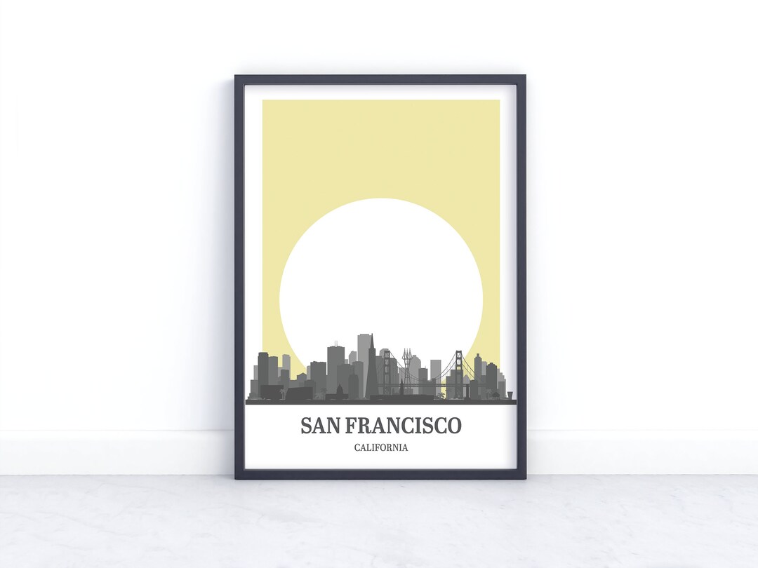 San Francisco Skyline Printable Poster Wall Art, California Cityscape ...