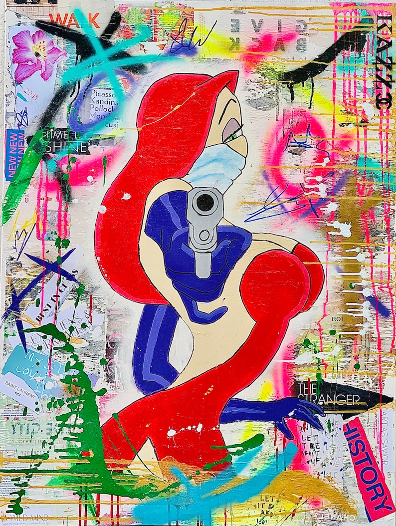 Jessica Rabbit Pop Art GICLEE Print or Print on Canvas Art & Collectibles Color kromasol.com