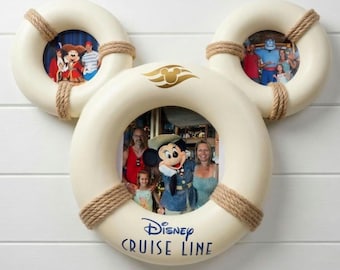 Disney Cruise Line Picture 6x8 Photo Frame | Custom Ship Name | Mickey Head Life Preserver Photo Display.