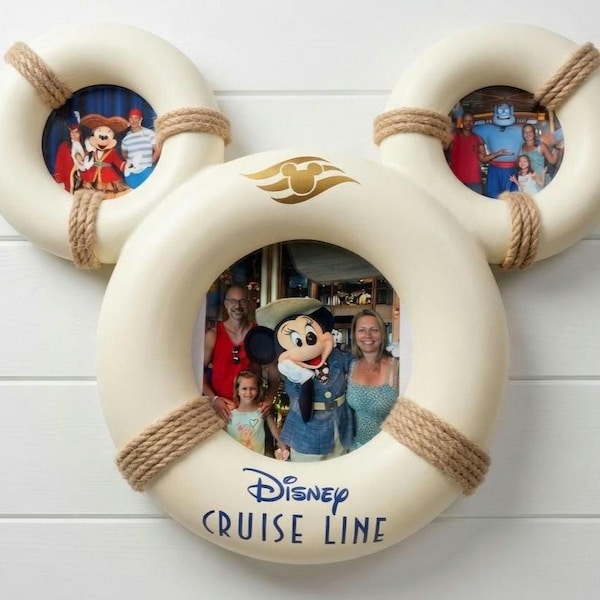 Disney Cruise Line Picture 6x8 Photo Frame | Custom Ship Name | Mickey Head Life Preserver Photo Display.