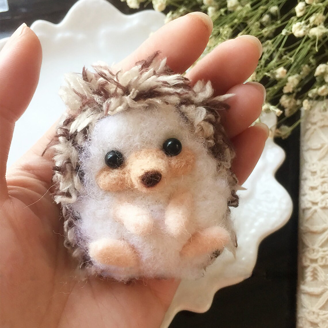 Mini Hedgehog Needle Felting Material KitFine Wool Easy for Etsy