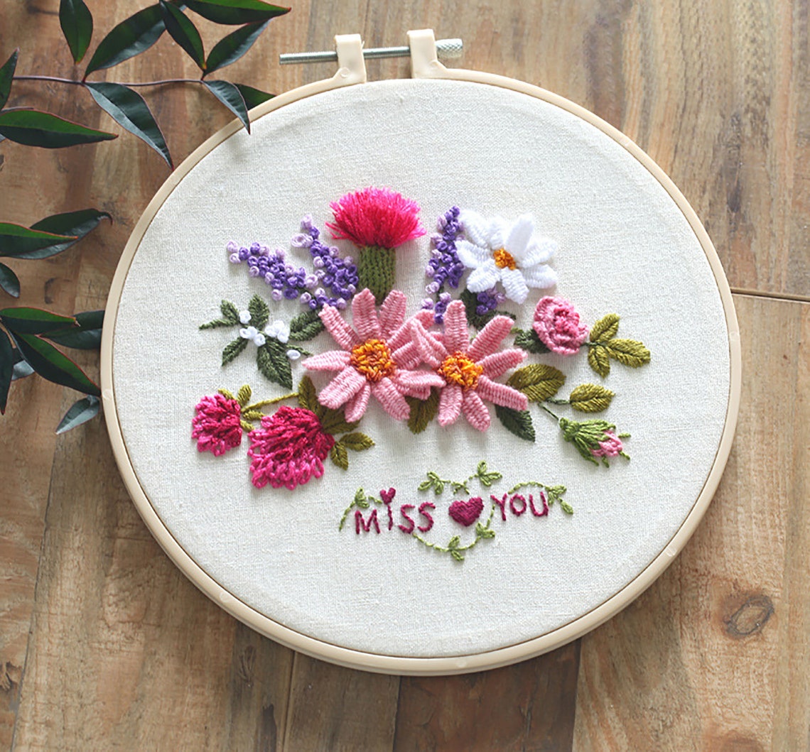 Beginner Stamped Hand Embroidery Stitching Kit with Cute Etsy