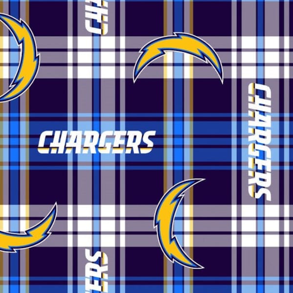 Fleece Plaid NFL CHARGERS Los Angeles or San Diego  60”wide (BTY) 1/2 yd