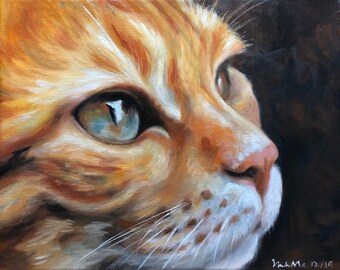 Playful BLACK KITTEN Cat Art Print by VERN oil Painting