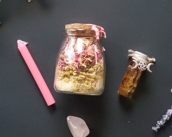 Handcrafted Self-Love Spell Box, Love, Friendships, Relationships, Witchcraft, Rose Quartz, Candles, Handmade Rose Oil, Ritual Kit, Wicca