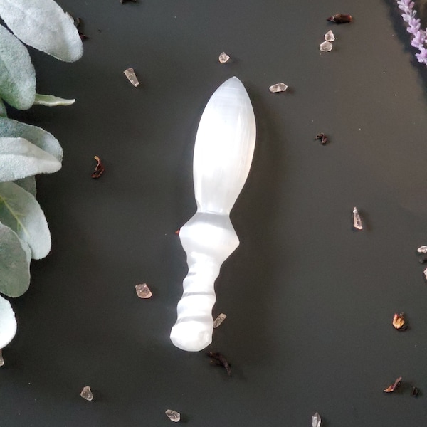 Selenite wand, Athame, Dagger, Crystal,Ritual, Altar,Wand, Healing, Clear Negative Energy, Witchcraft, Witch, Altar Tools, Protection