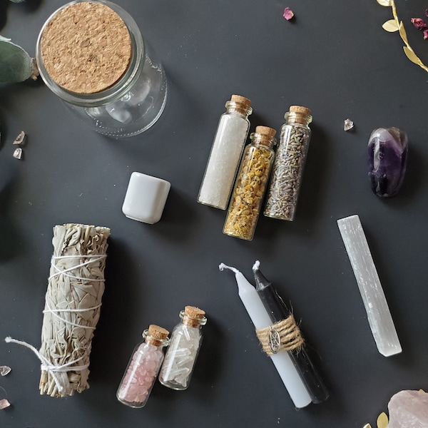 Baby Witch Kit, Baby Witch, Starter Kit, Candles, Crystals, Herbs, Rose Quartz,  Pentagram, Selenite , Spell work, Witchcraft, Pagan