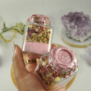Handcrafted Self-Love Spell Jar, Self-Love, Self Care, Spell Jar, Rose Quartz, Rose Buds, Chamomile, Witchcraft, Wicca, Pagan, Healing, Self